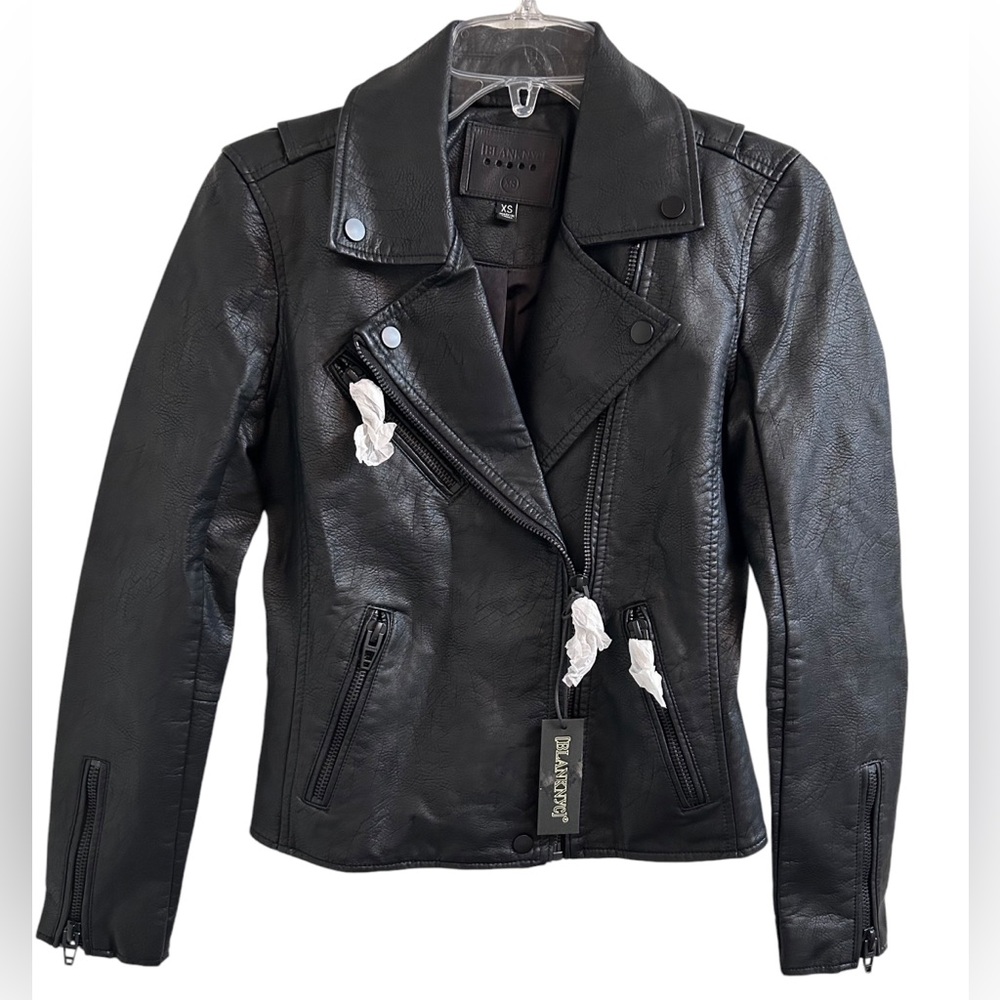BLANK NYC Vegan Leather Moto Jacket In Onyx Sz XS/S ✨NWT✨ - Picture 3 of 14